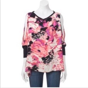 Juicy Couture floral cold shoulder top size L
